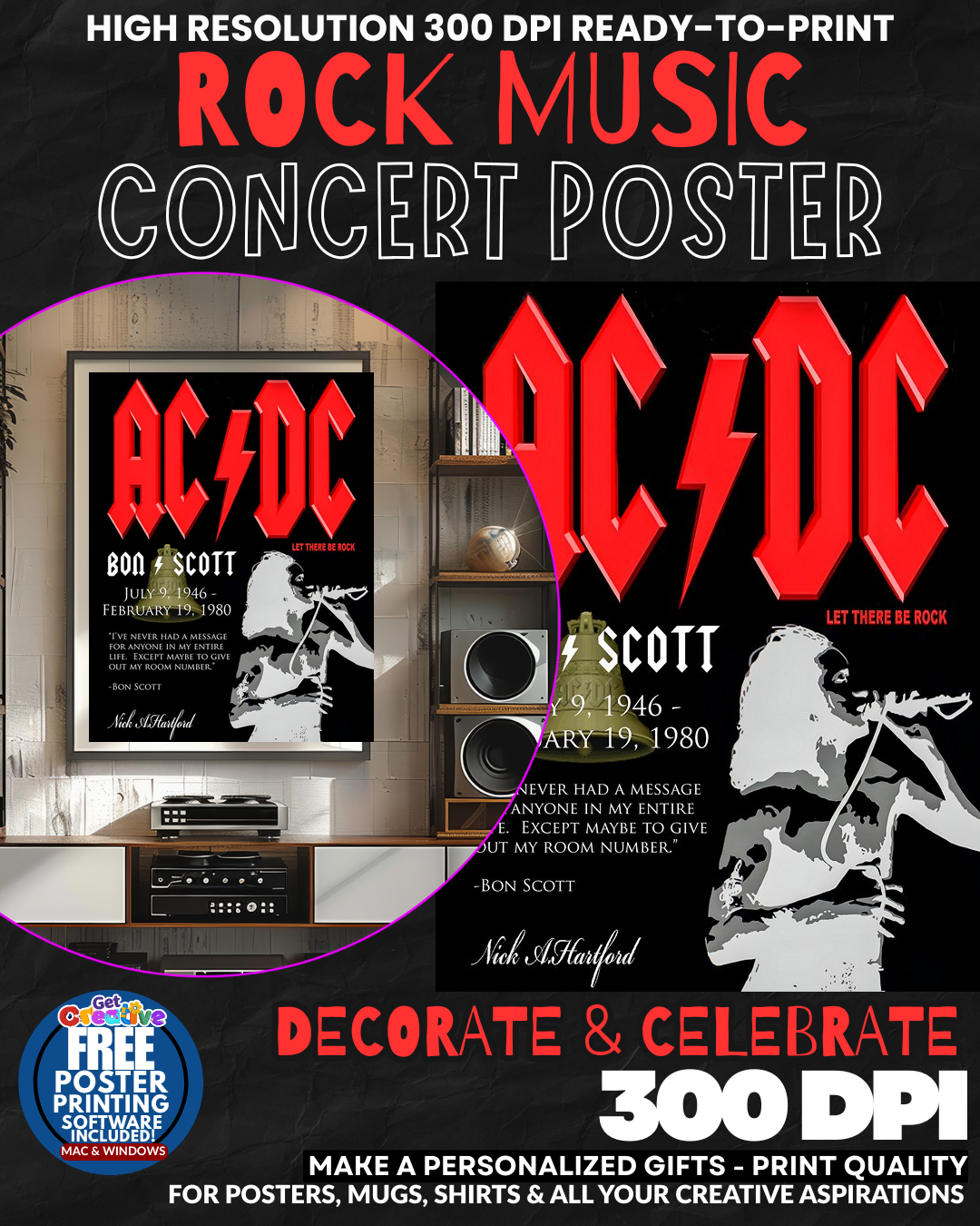 Acdc 4 Music Rock Concert Poster Wall Art