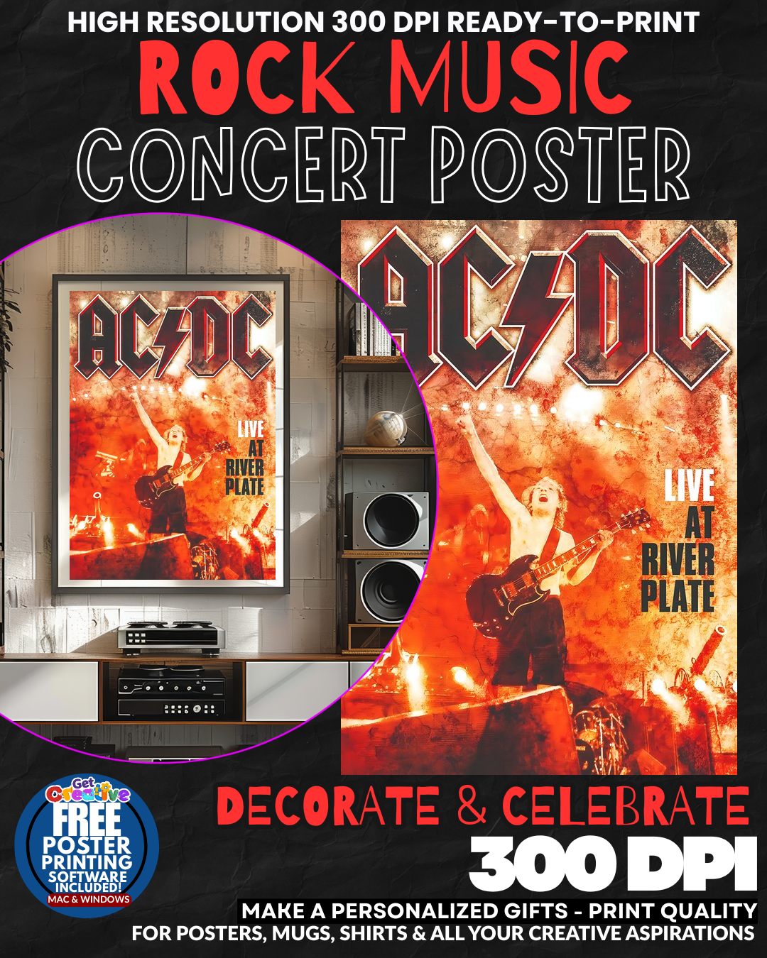 Acdc 7 Music Rock Concert Poster Wall Art