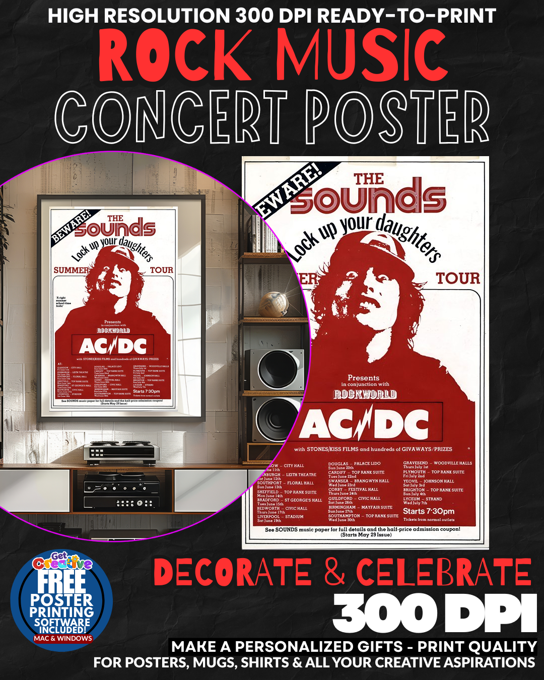 Acdc 17 Music Rock Concert Poster Wall Art