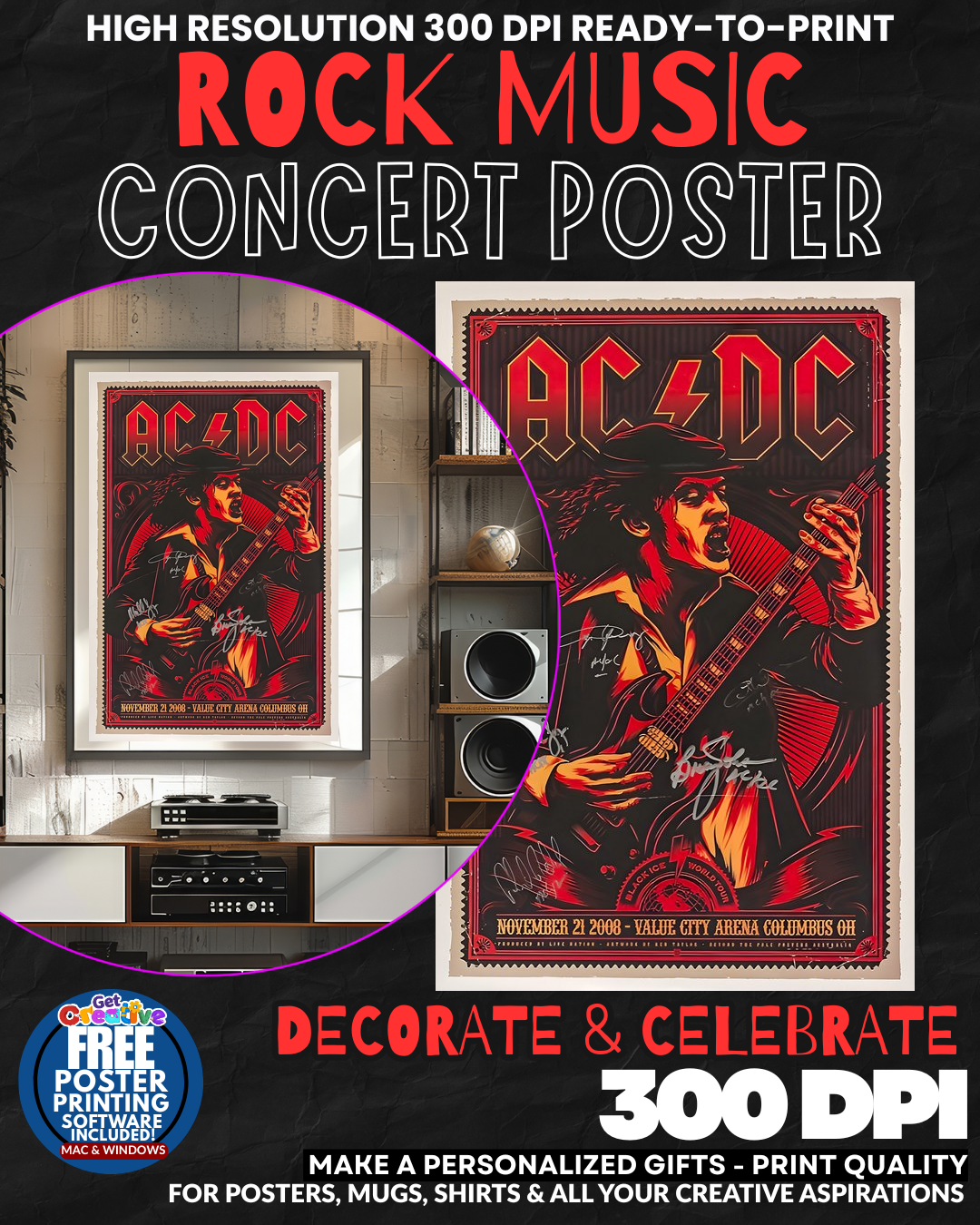 Acdc 20 Music Rock Concert Poster Wall Art