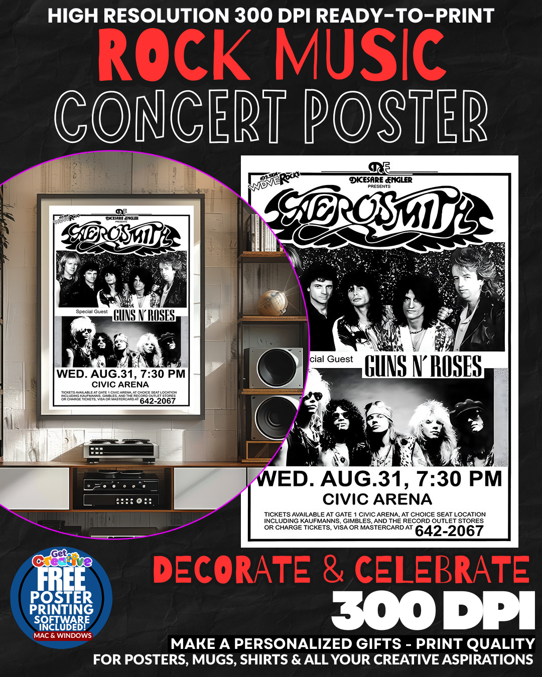 Aerosmith 3 Music Rock Concert Poster Wall Art