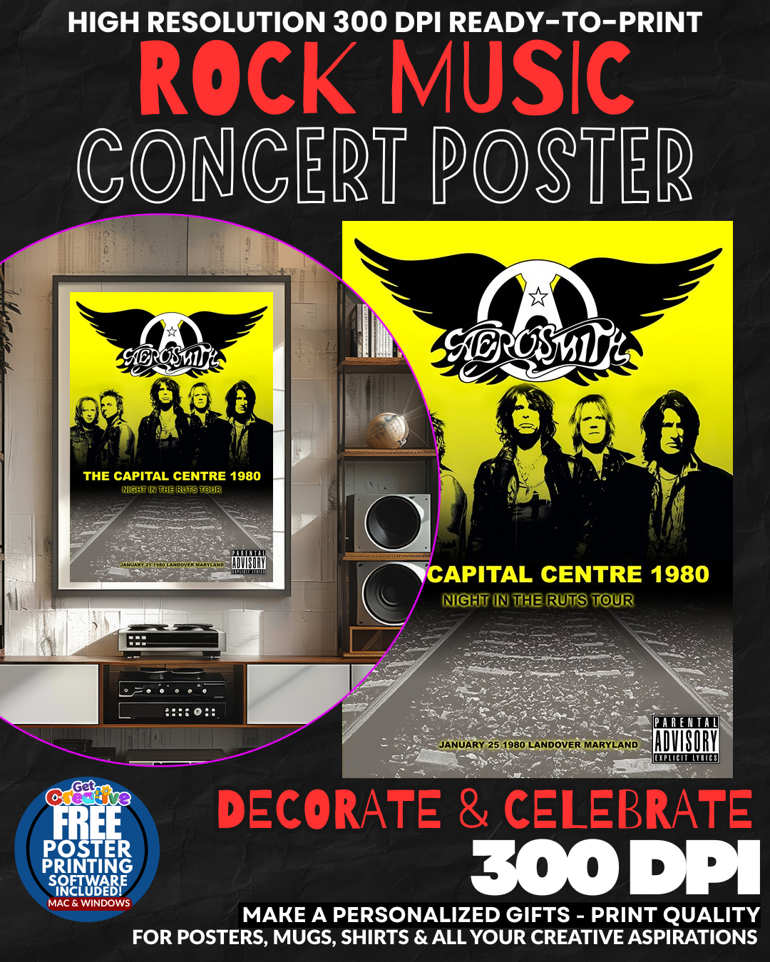 Aerosmith 4 Music Rock Concert Poster Wall Art