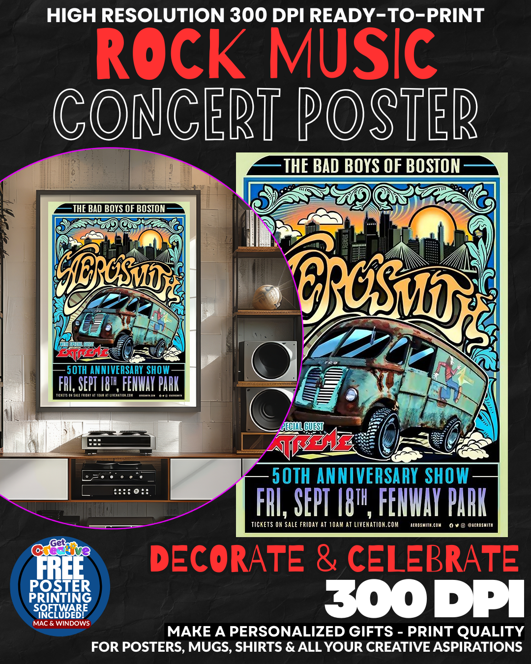 Aerosmith 6 Music Rock Concert Poster Wall Art