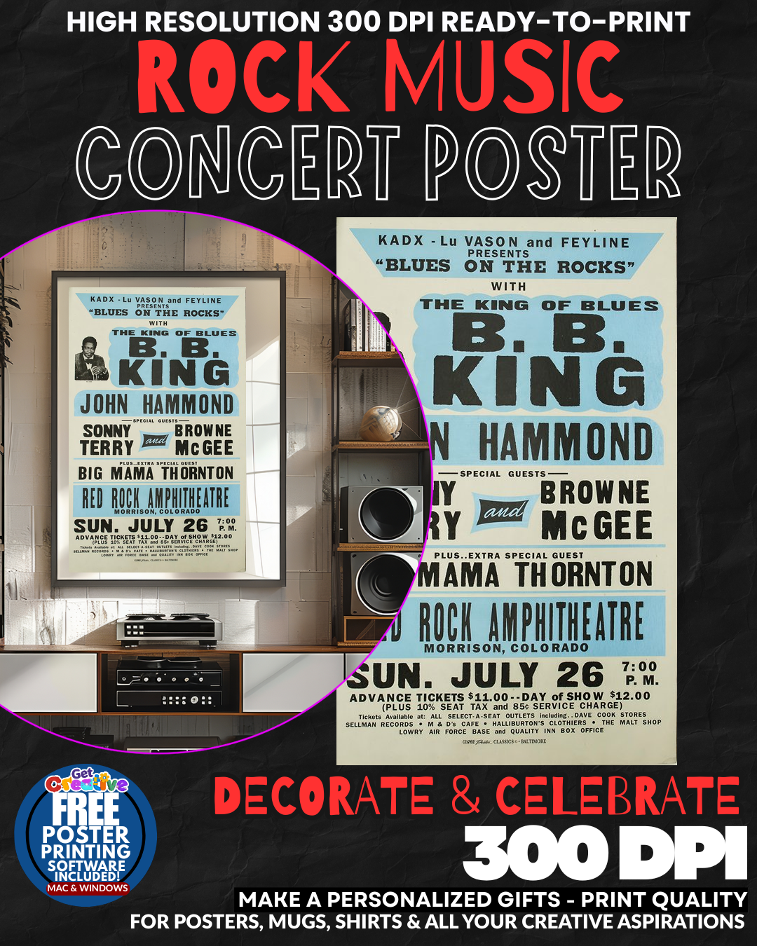Bb King 1 Music Rock Concert Poster Wall Art
