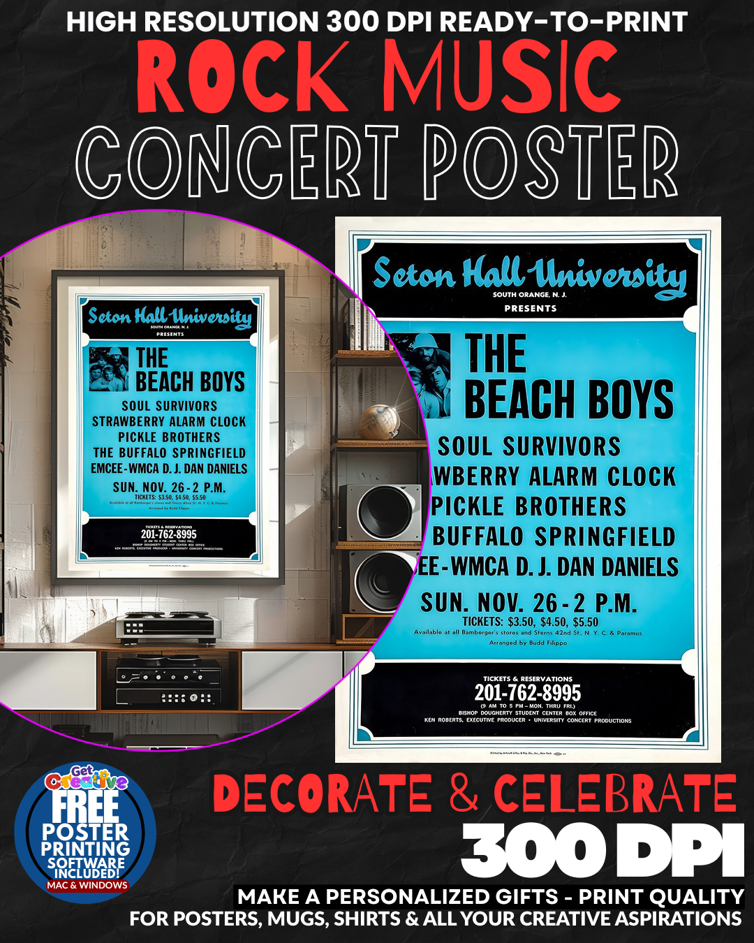 Beach Boys 1 Music Rock Concert Poster Wall Art