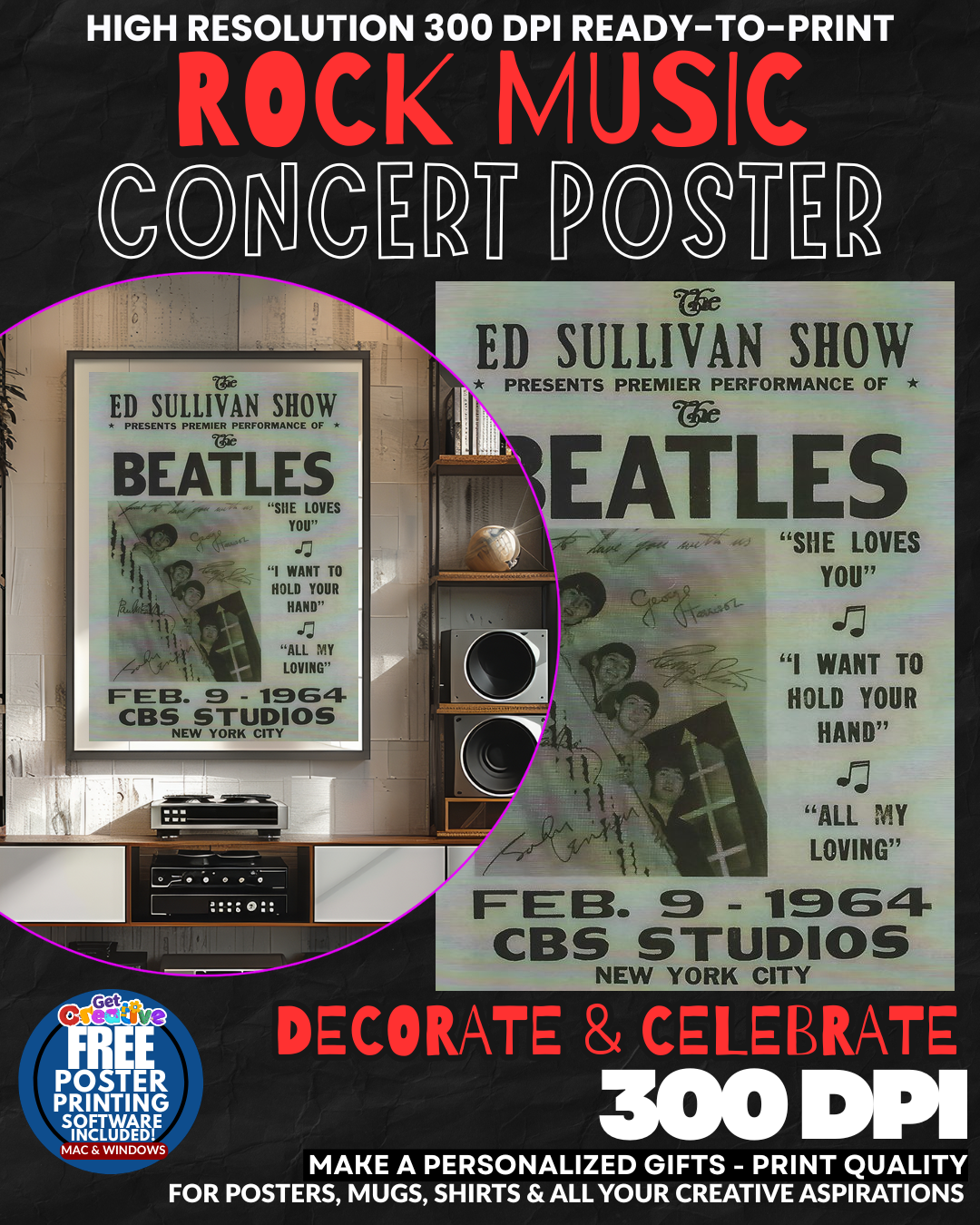 Beatles 1 Music Rock Concert Poster Wall Art