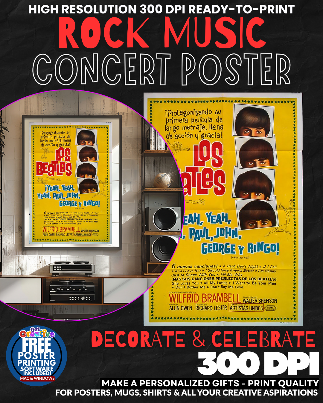 Beatles 3 Music Rock Concert Poster Wall Art