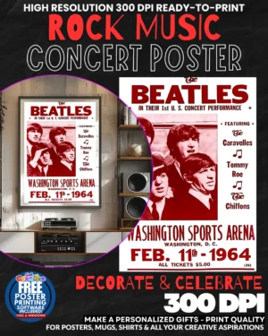 Beatles 4 Music Rock Concert Poster Wall Art