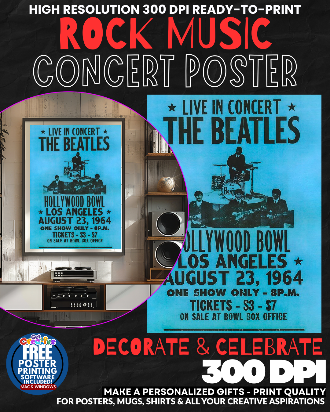 Beatles 5 Music Rock Concert Poster Wall Art