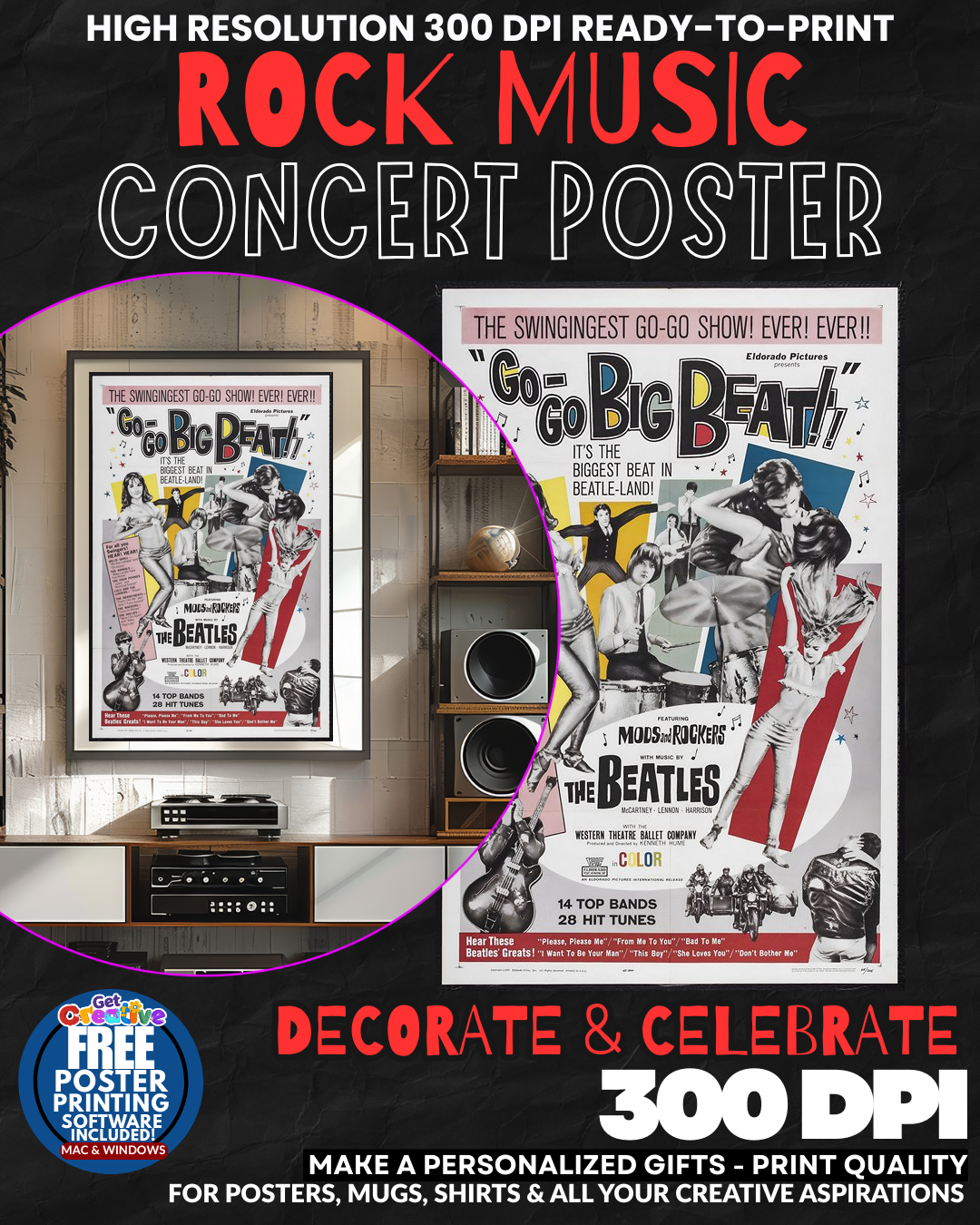 Beatles 6 Music Rock Concert Poster Wall Art