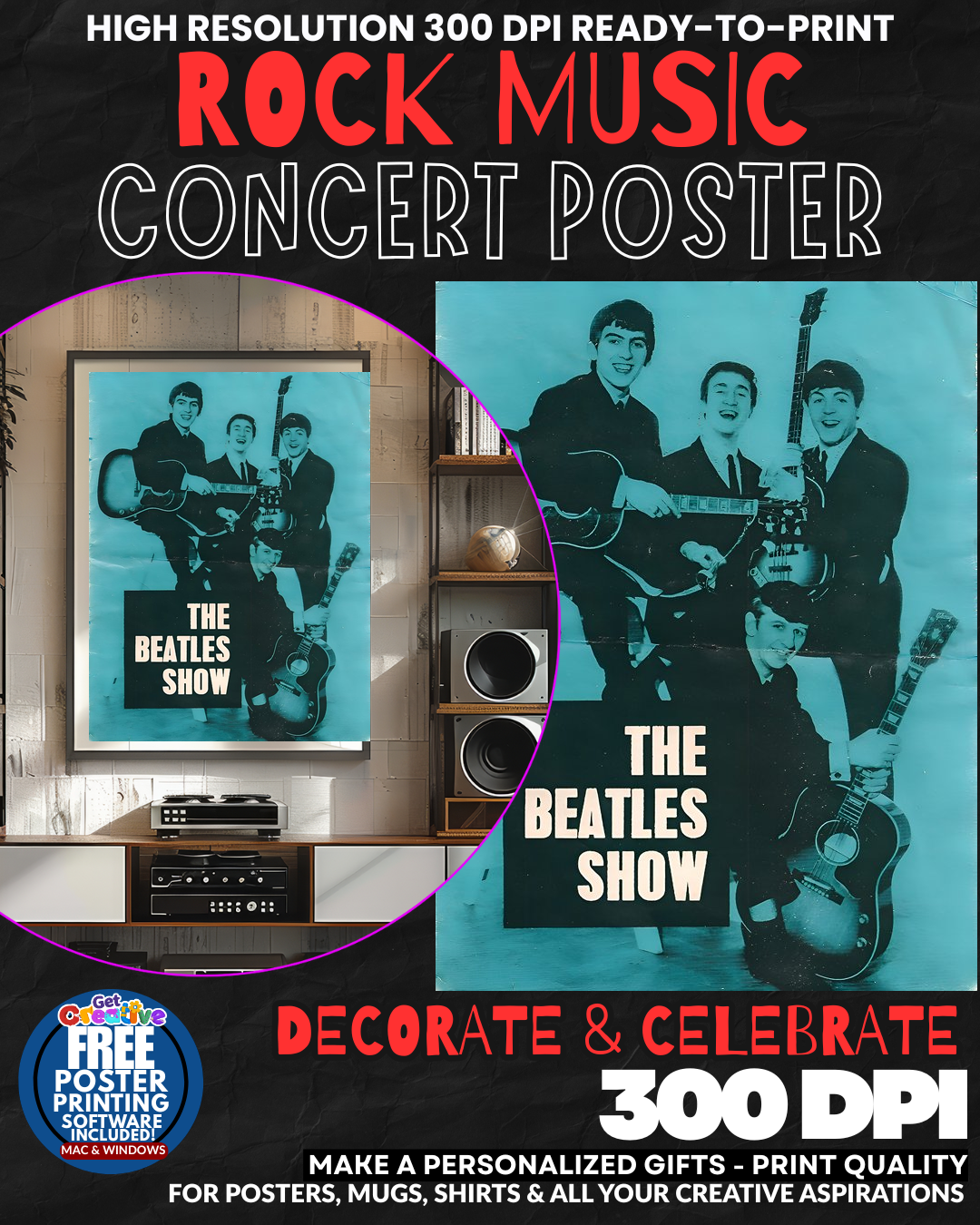 Beatles 8 Music Rock Concert Poster Wall Art