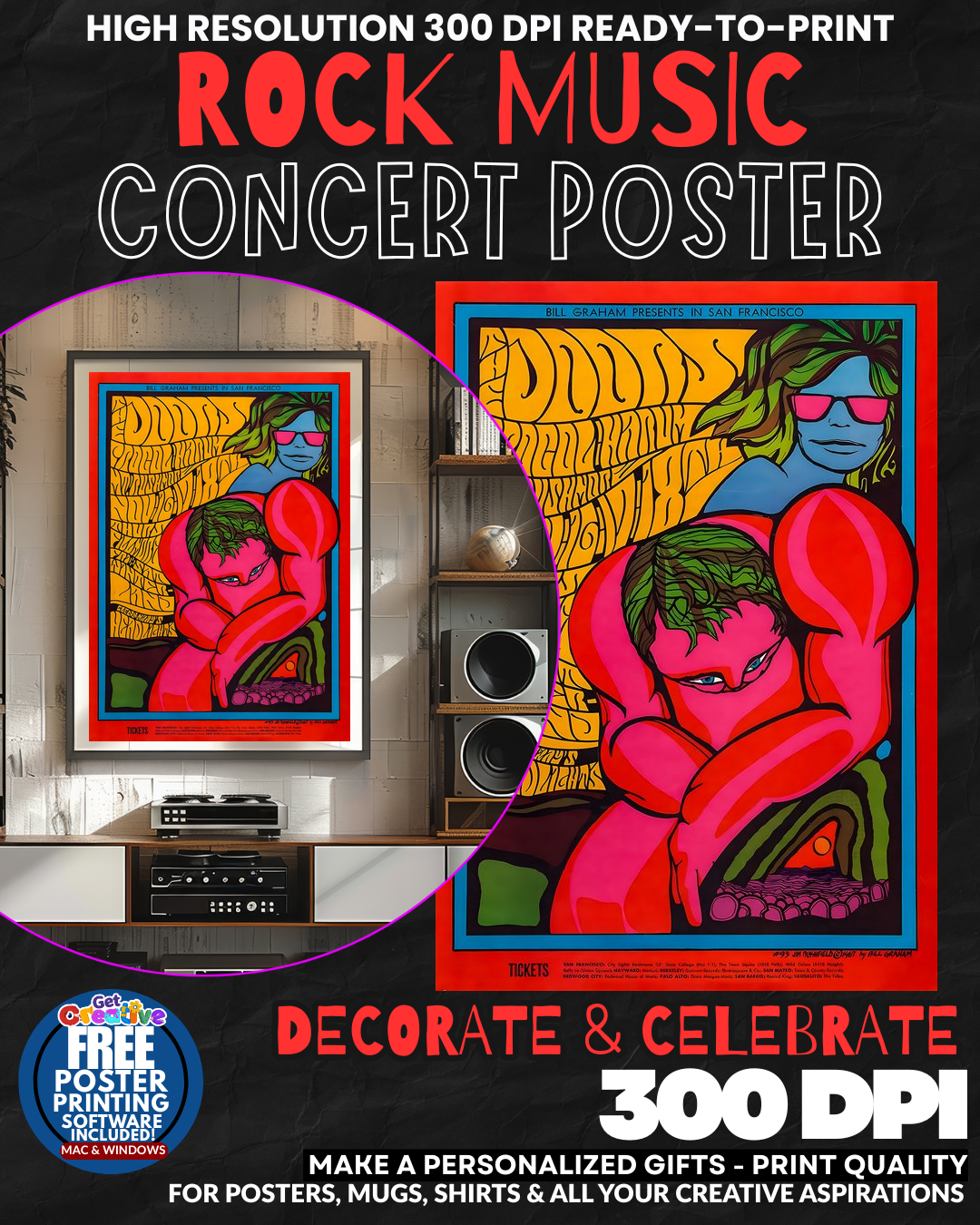 Bill Graham Presents Music Rock Concert Poster Wall Art