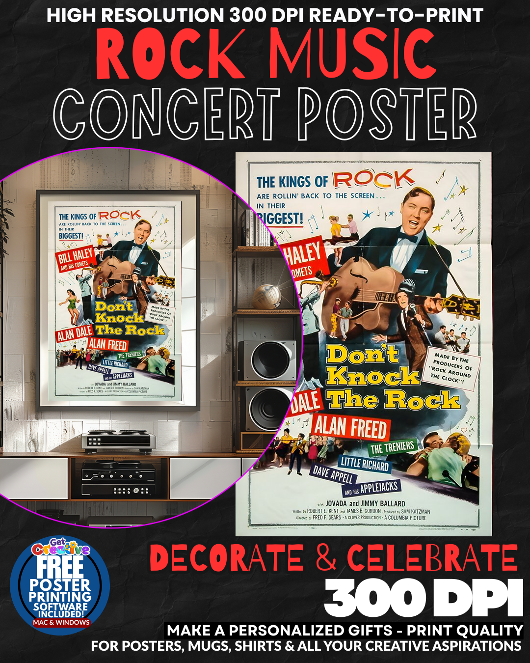 Bill Haley 1 Music Rock Concert Poster Wall Art
