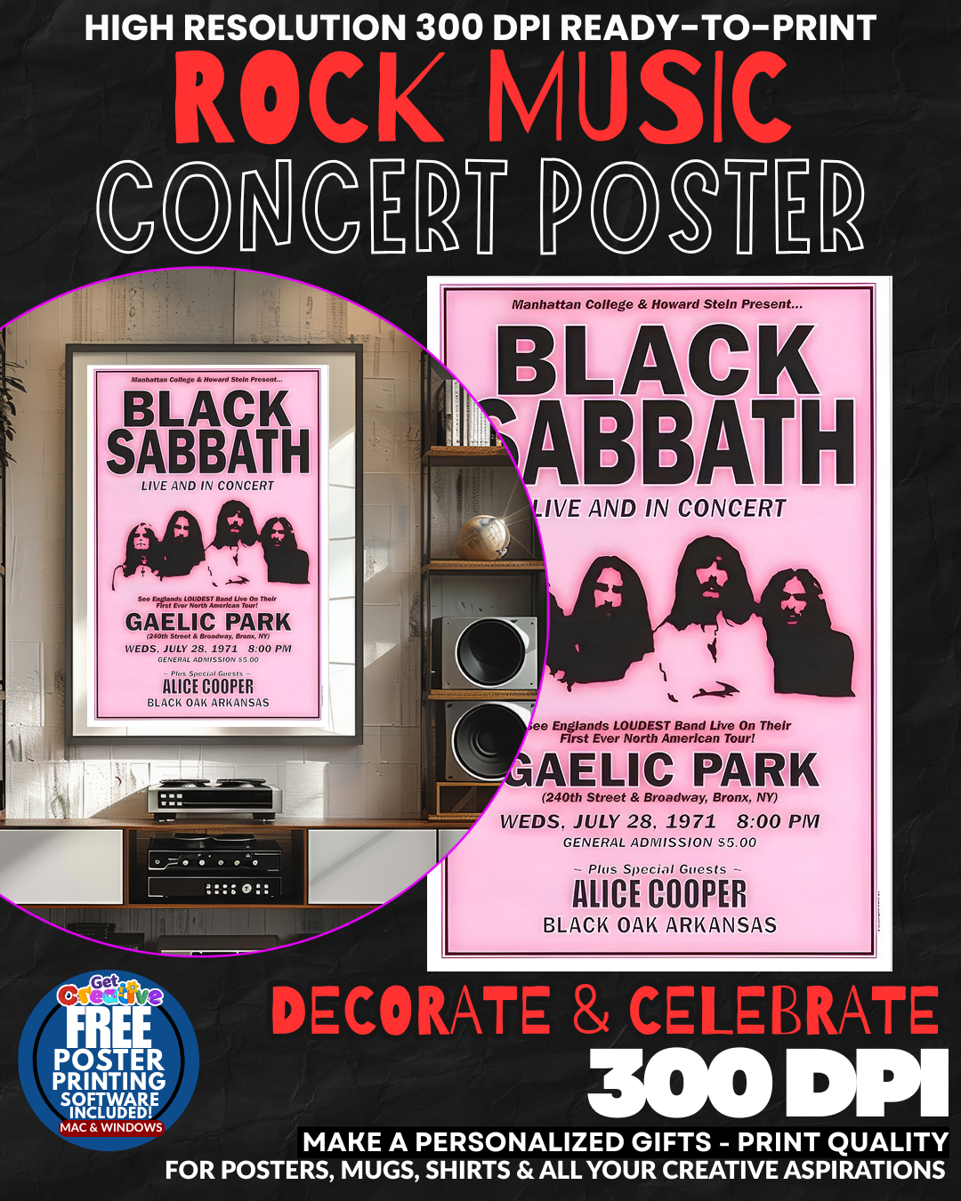 Black Sabbath 1 Music Rock Concert Poster Wall Art