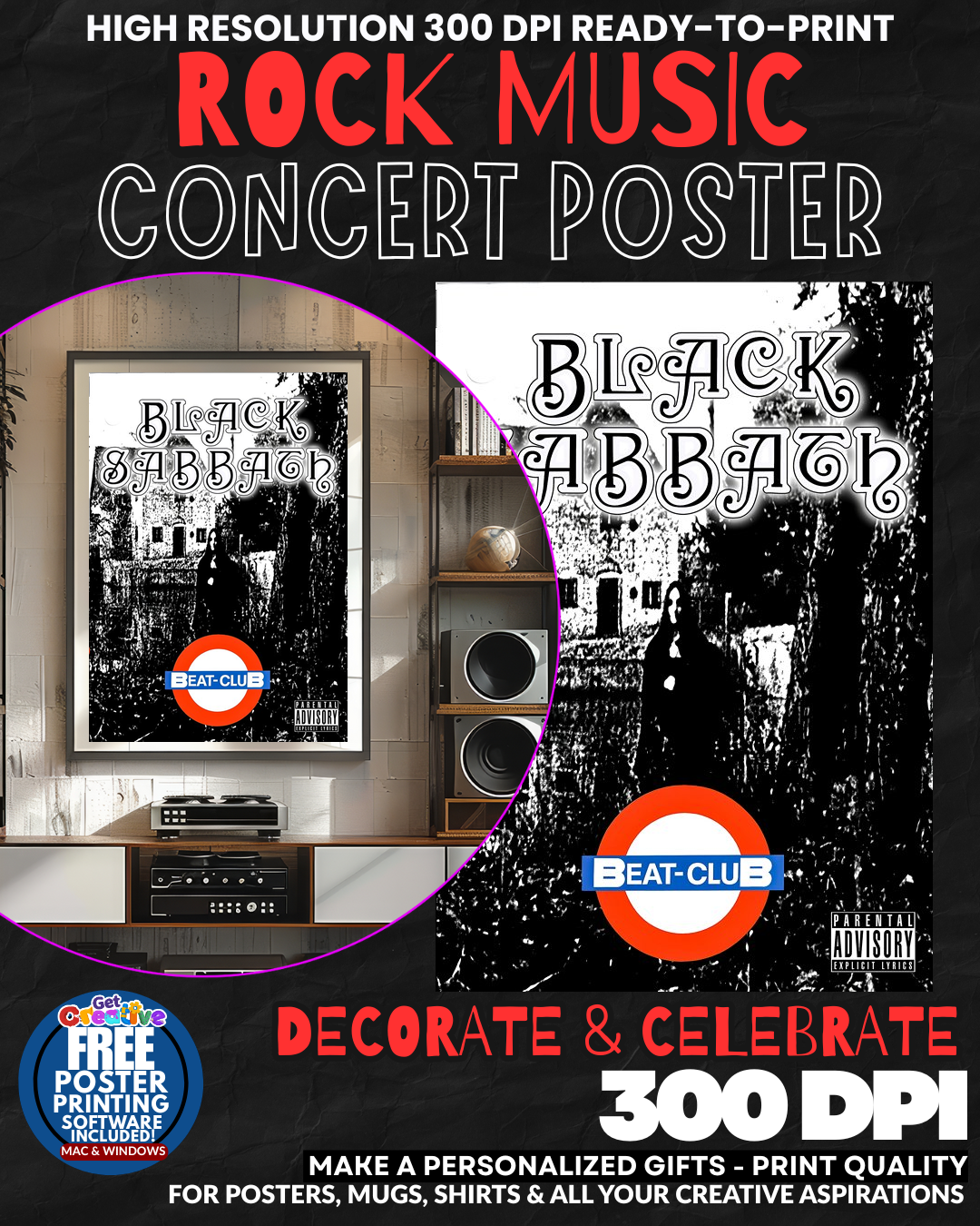 Black Sabbath 4 Music Rock Concert Poster Wall Art