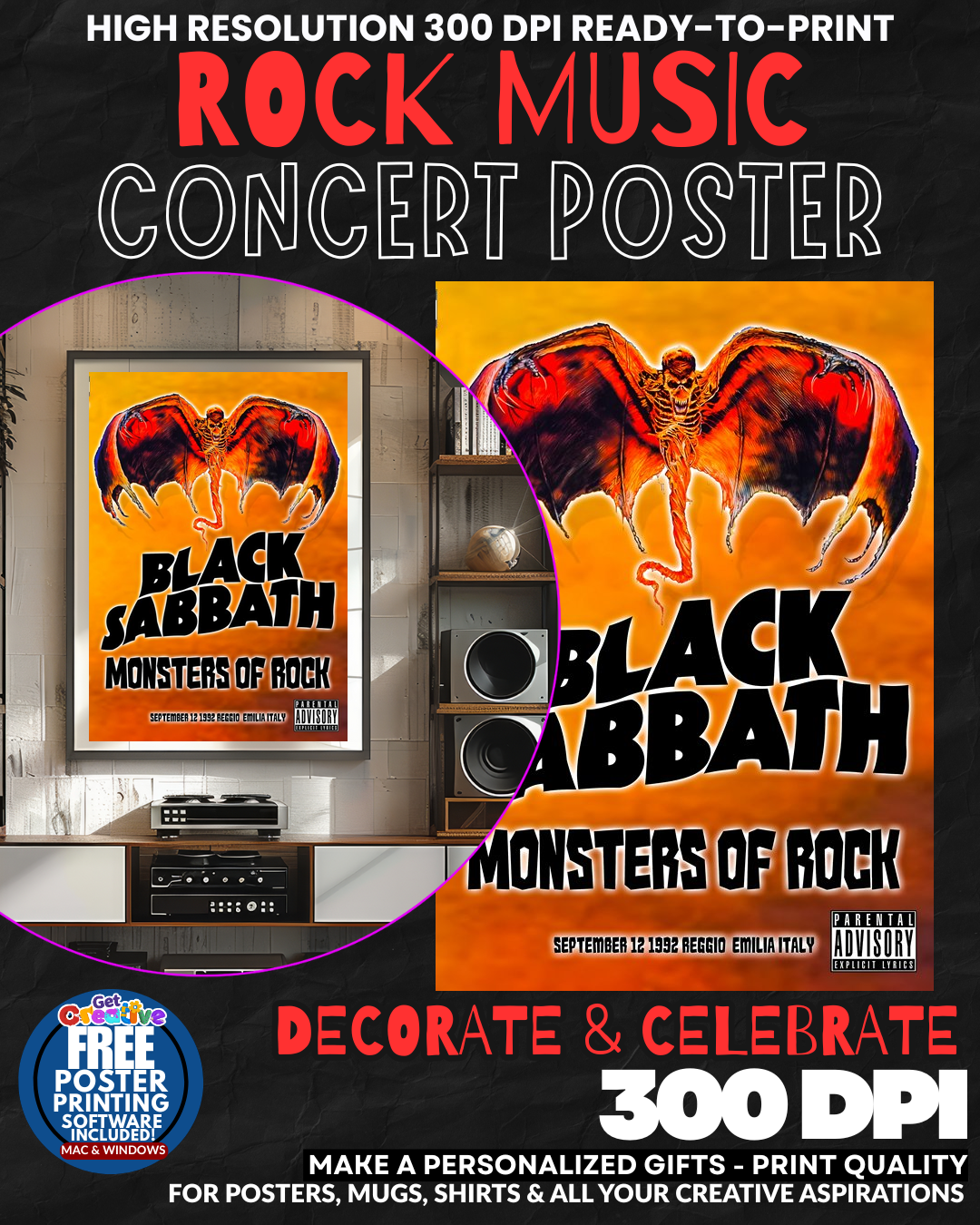 Black Sabbath 5 Music Rock Concert Poster Wall Art