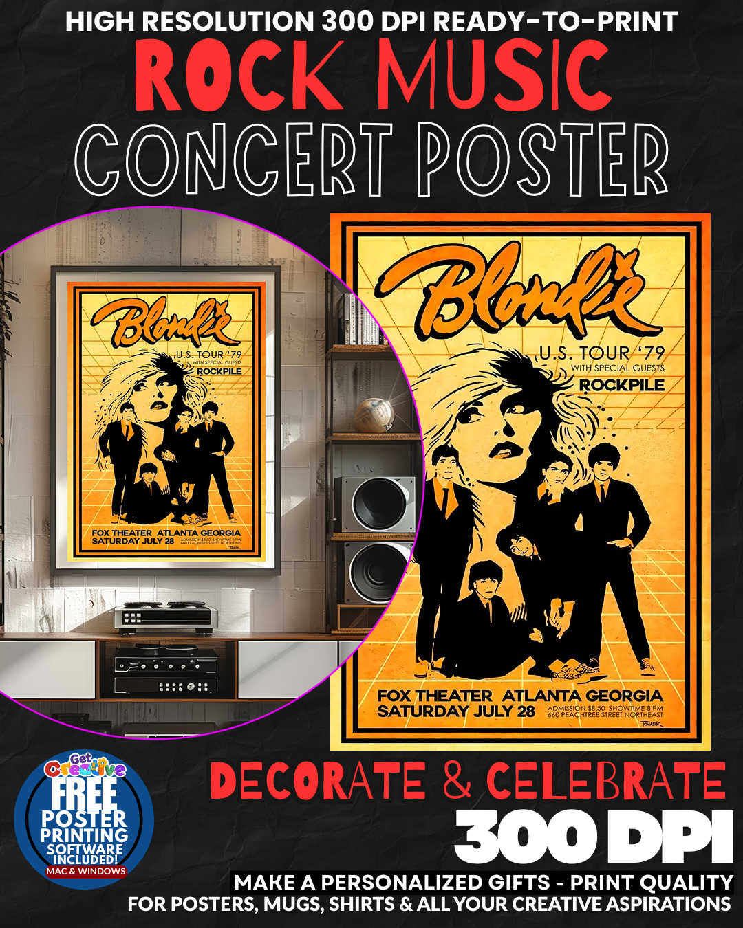 Blondie 1 Music Rock Concert Poster Wall Art