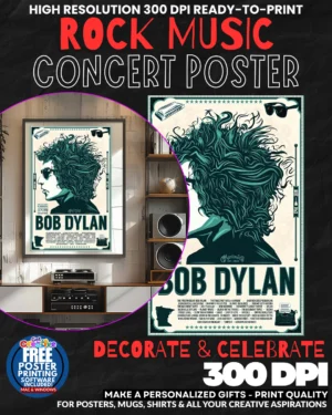 Bob Dylan 5 Music Rock Concert Poster Wall Art