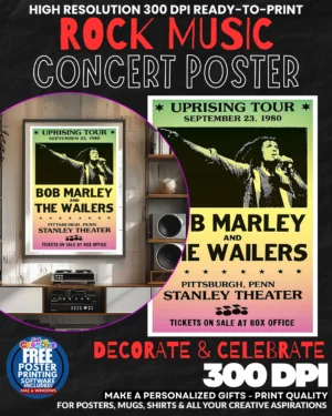 Bob Marley 5 Music Rock Concert Poster Wall Art