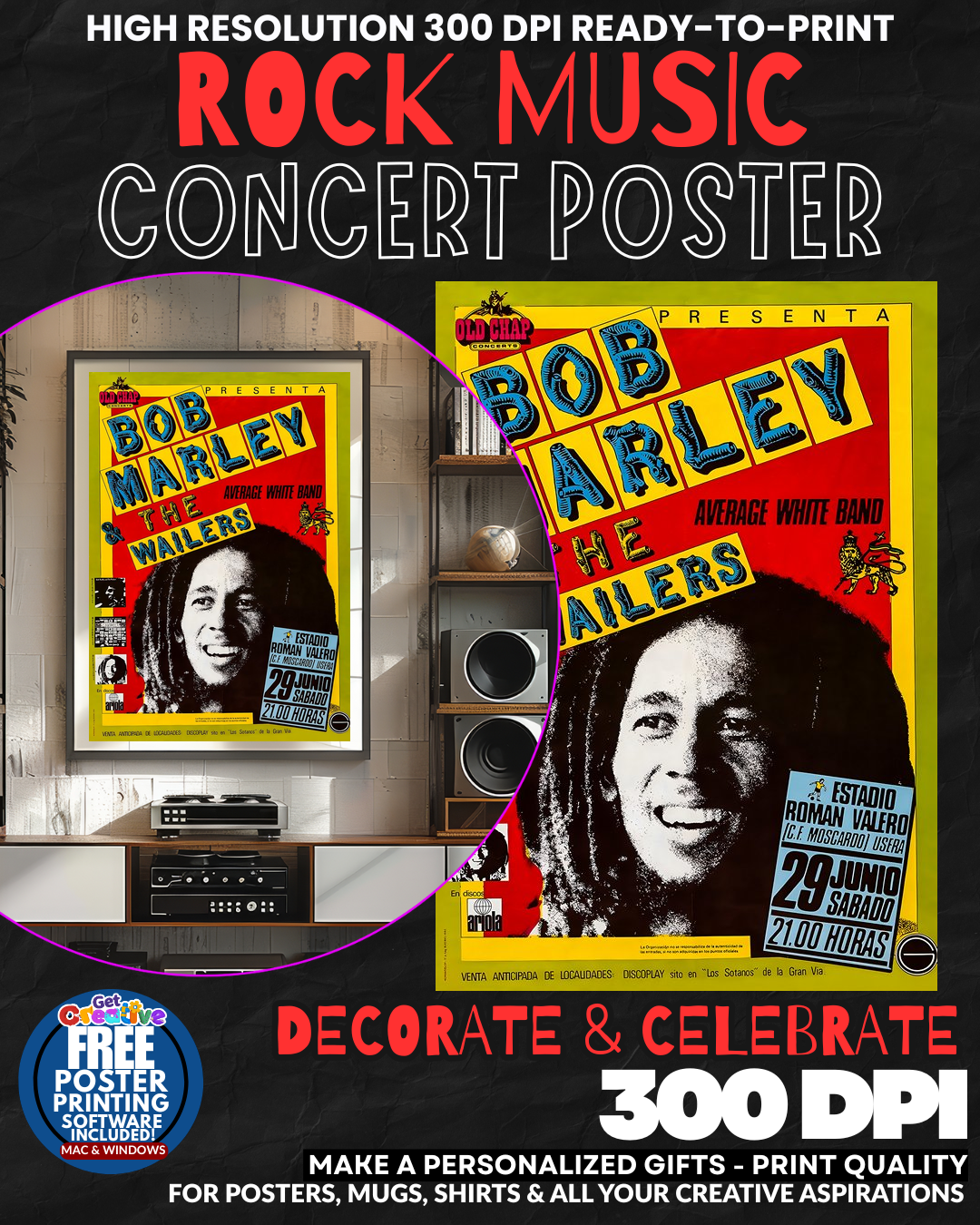 Bob Marley 1 Music Rock Concert Poster Wall Art