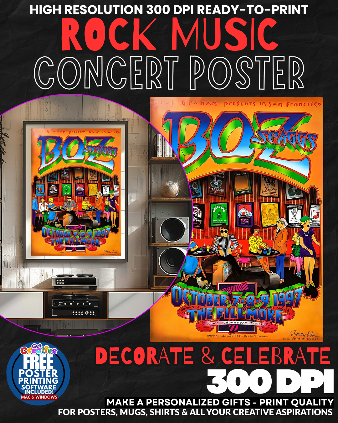 Boz Scaggs 2 Music Rock Concert Poster Wall Art