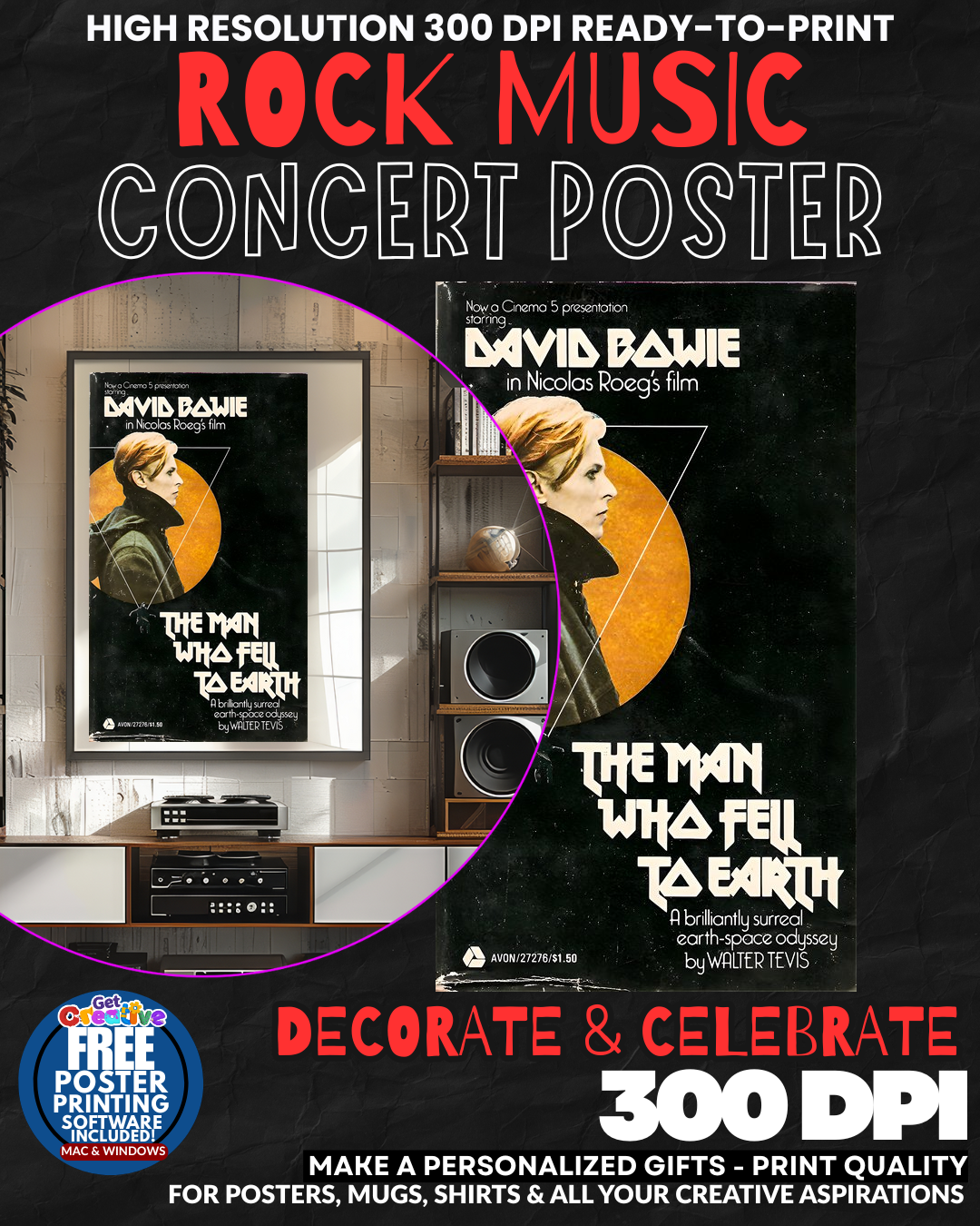 David Bowie 12 Music Rock Concert Poster Wall Art