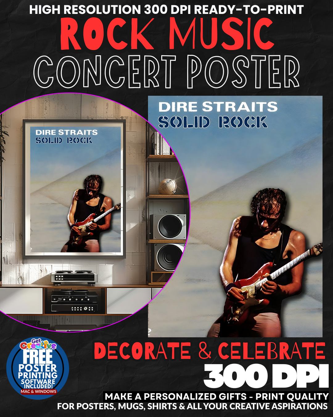 Dire Straits 2 Music Rock Concert Poster Wall Art