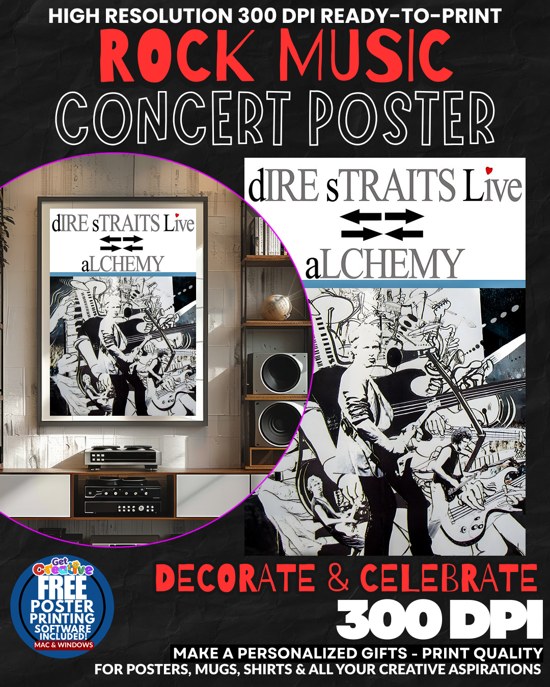 Dire Straits 3 Music Rock Concert Poster Wall Art