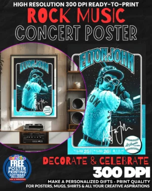 Elton John 2 Music Rock Concert Poster Wall Art