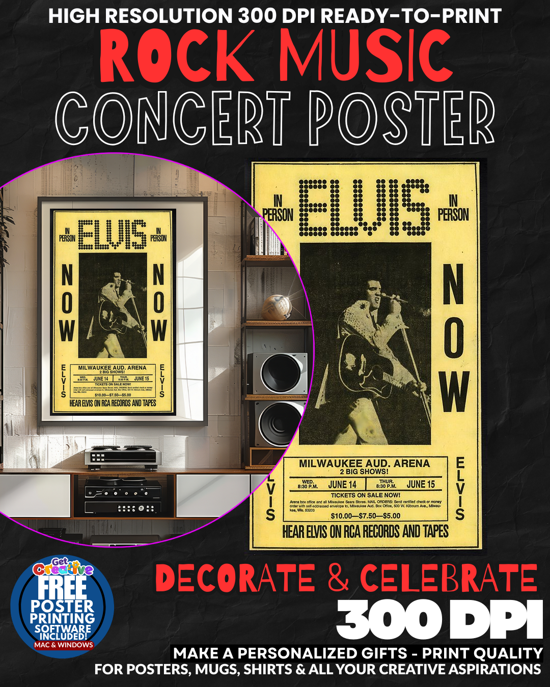Elvis 1 Music Rock Concert Poster Wall Art