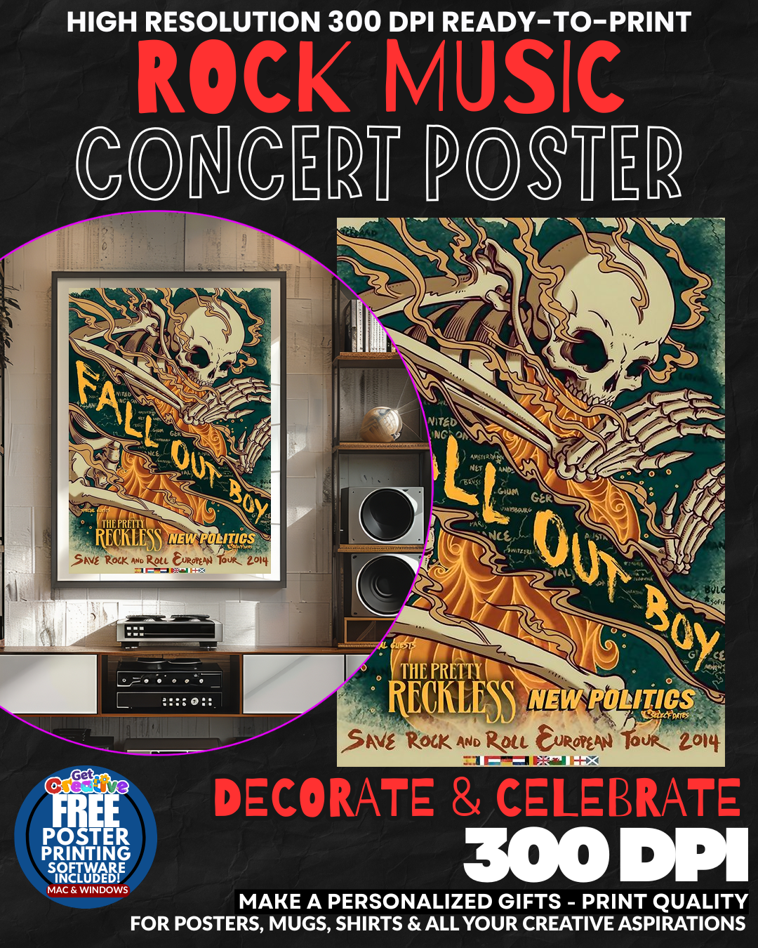 Fall Out Boy 1 Music Rock Concert Poster Wall Art