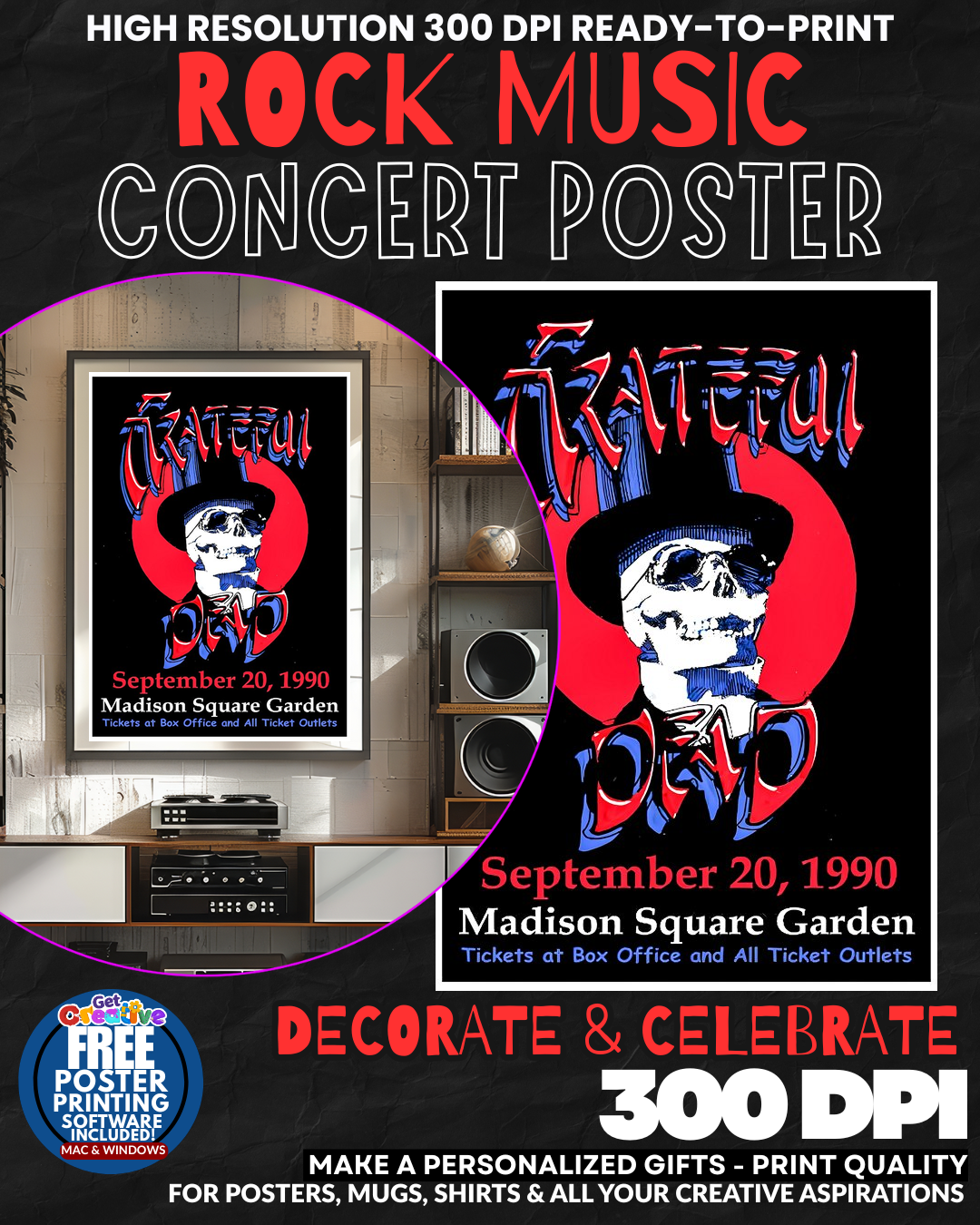 Grateful Dead 15 Music Rock Concert Poster Wall Art