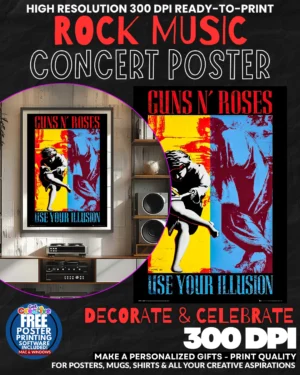 Guns N Roses 5 Music Rock Concert Poster Wall Art