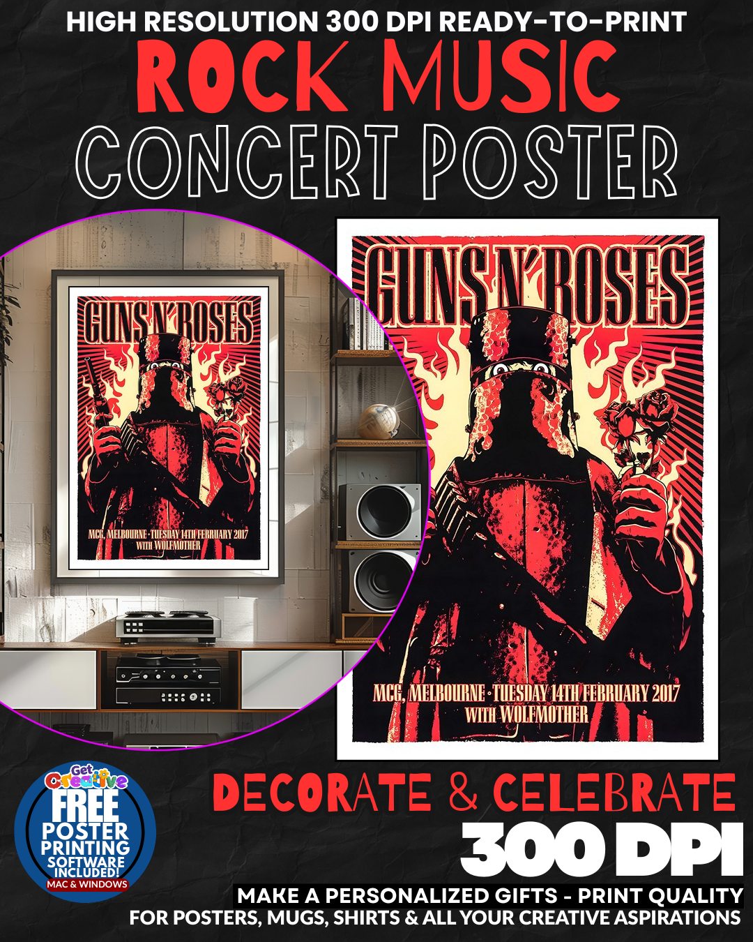 Guns N Roses 8 Music Rock Concert Poster Wall Art