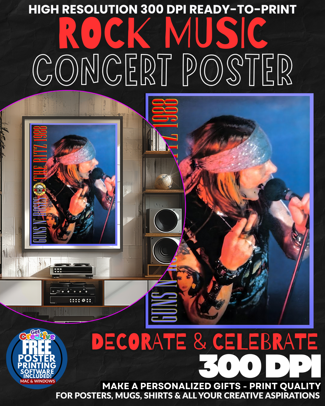 Guns N Roses 11 Music Rock Concert Poster Wall Art