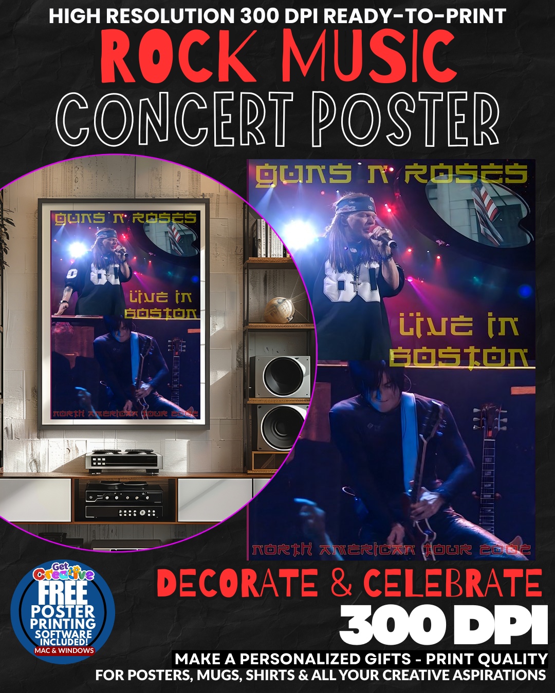 Guns N Roses 12 Music Rock Concert Poster Wall Art