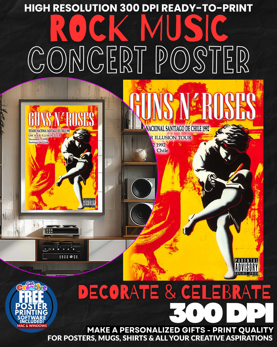 Guns N Roses 13 Music Rock Concert Poster Wall Art