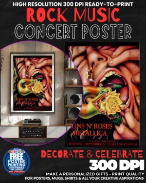 Guns N Roses Metallica 1 Music Rock Concert Poster Wall Art