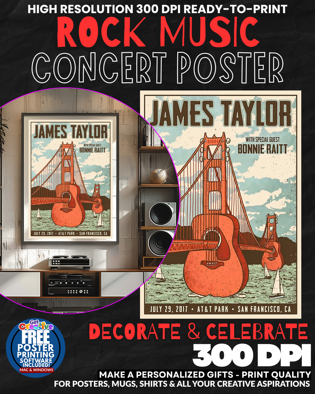 James Taylor 1 Music Rock Concert Poster Wall Art