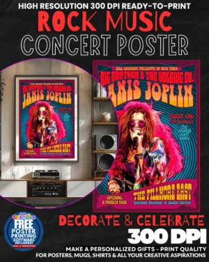 Janis Joplin 1 Music Rock Concert Poster Wall Art