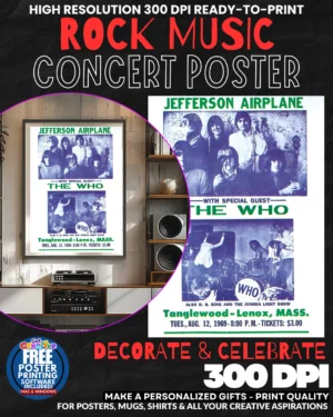 Jefferson Airplance The Who Music Rock Concert Poster Wall Art