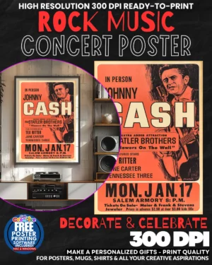 Johnny Cash 1 Music Rock Concert Poster Wall Art