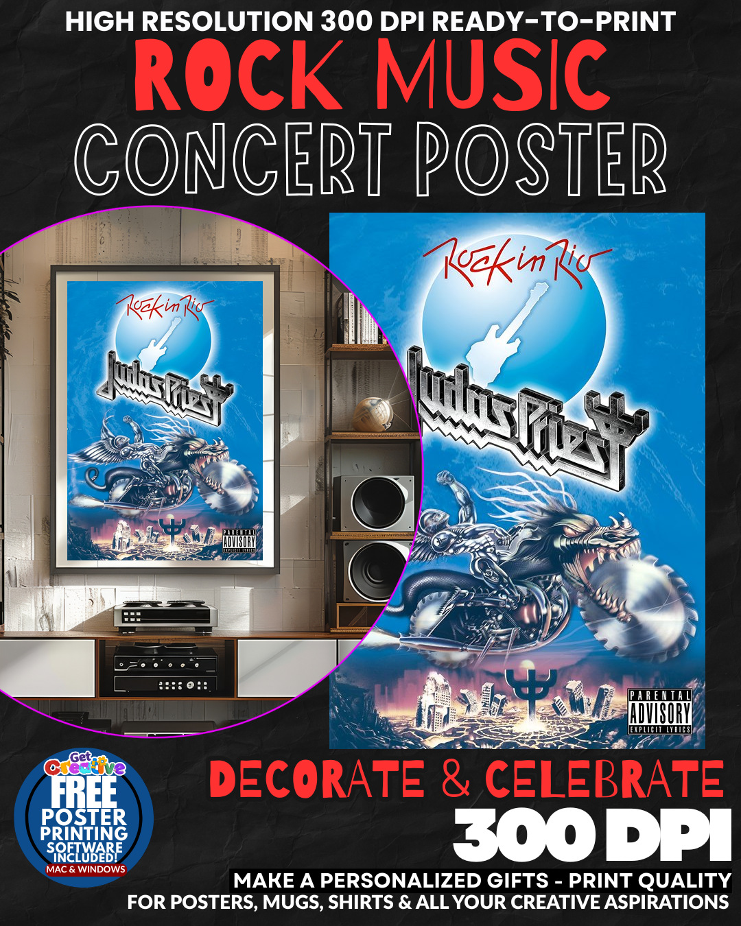 Judas Priest 1 Music Rock Concert Poster Wall Art