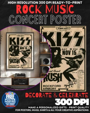 Kiss 7 Music Rock Concert Poster Wall Art