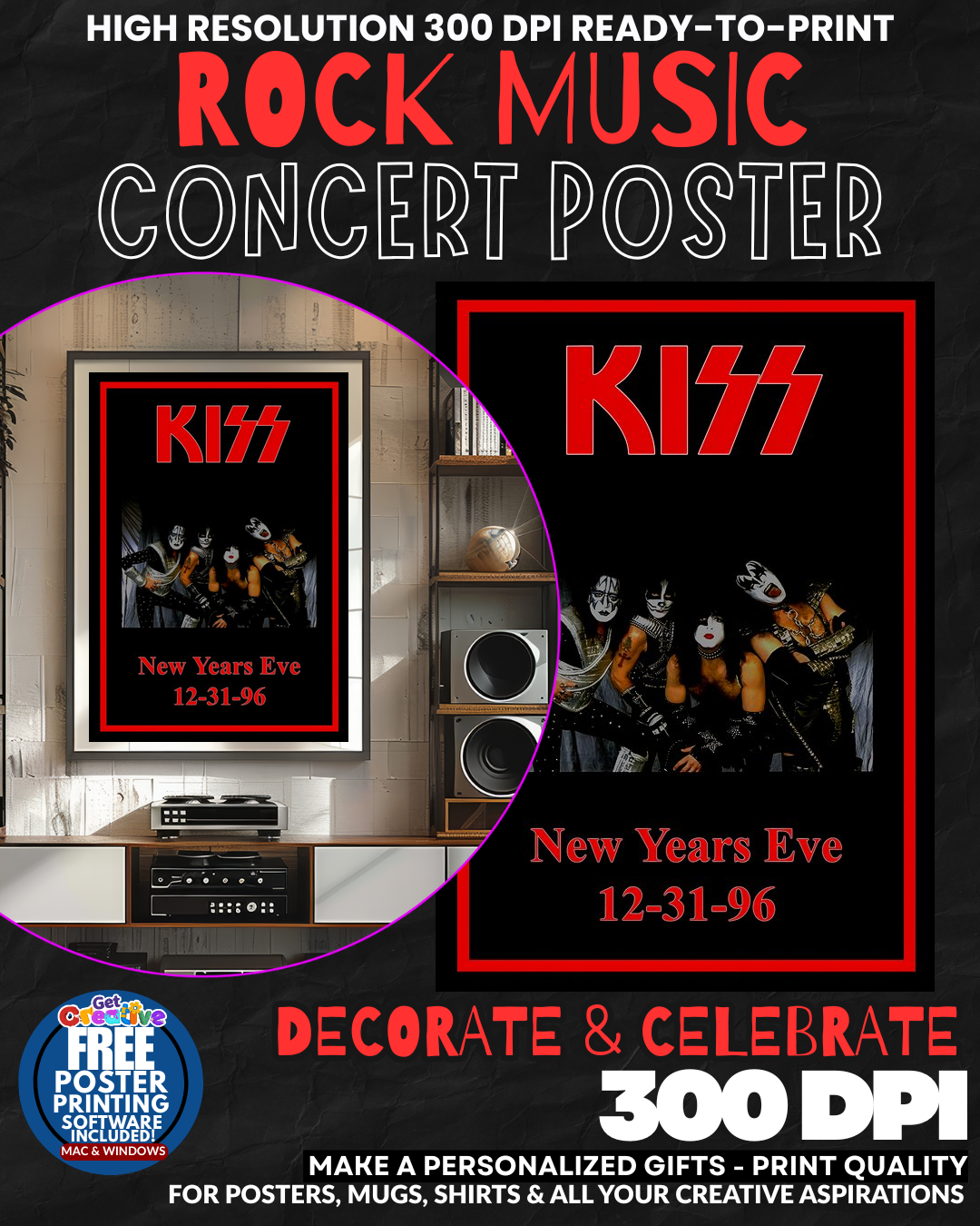 Kiss 9 Music Rock Concert Poster Wall Art