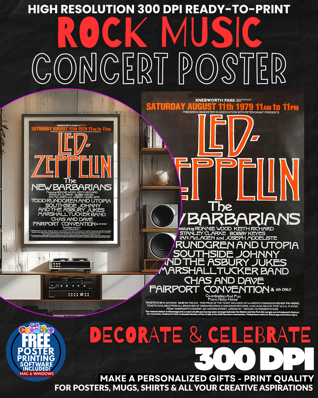 Led Zeppelin 11 Music Rock Concert Poster Wall Art