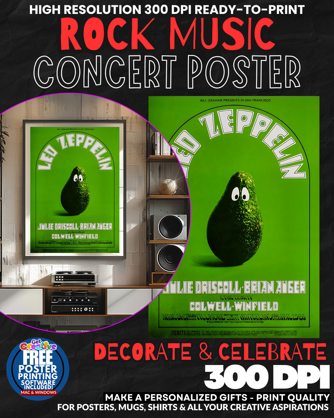 Led Zeppelin 12 Music Rock Concert Poster Wall Art