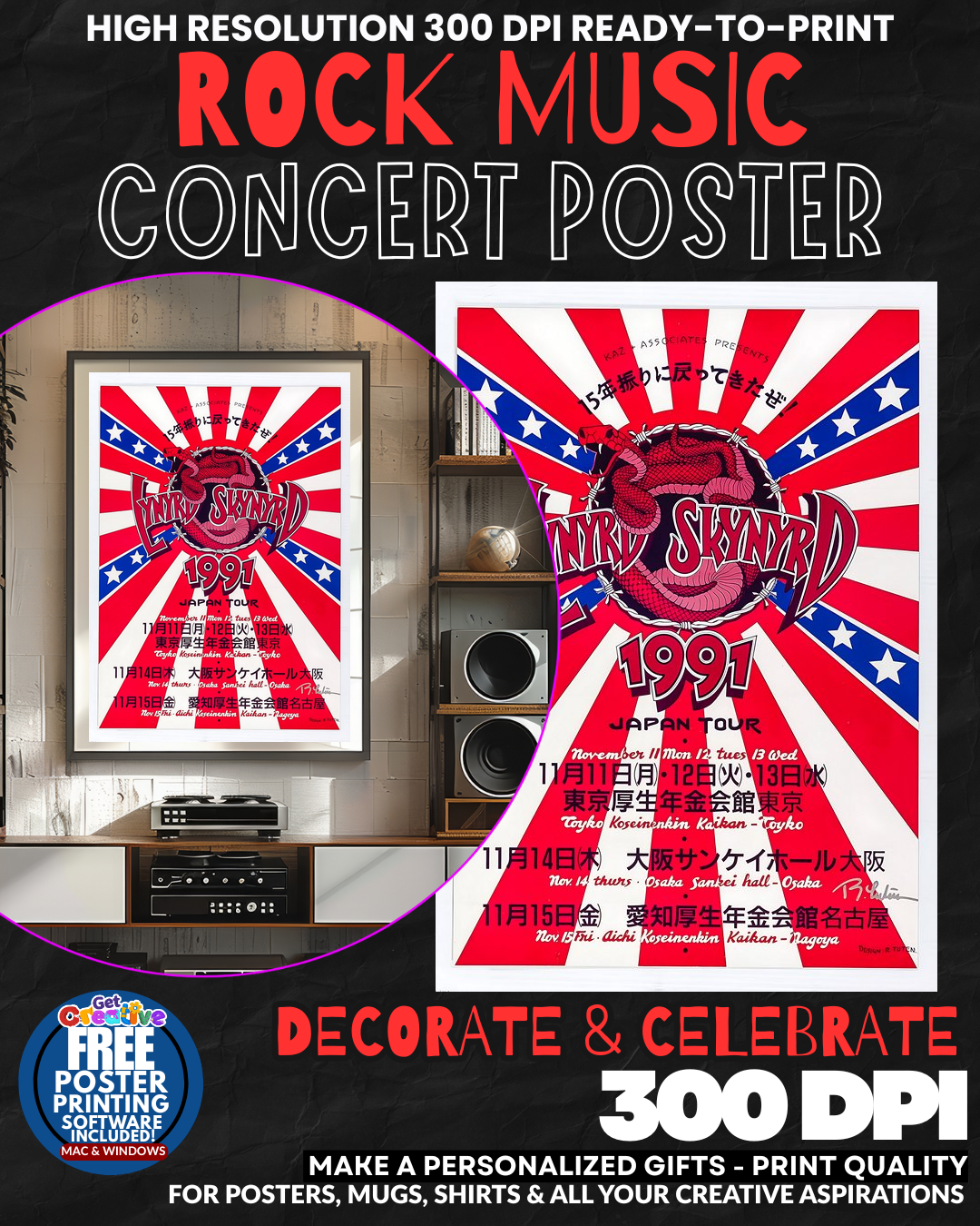 Lynyrd Skynyrd 1 Music Rock Concert Poster Wall Art
