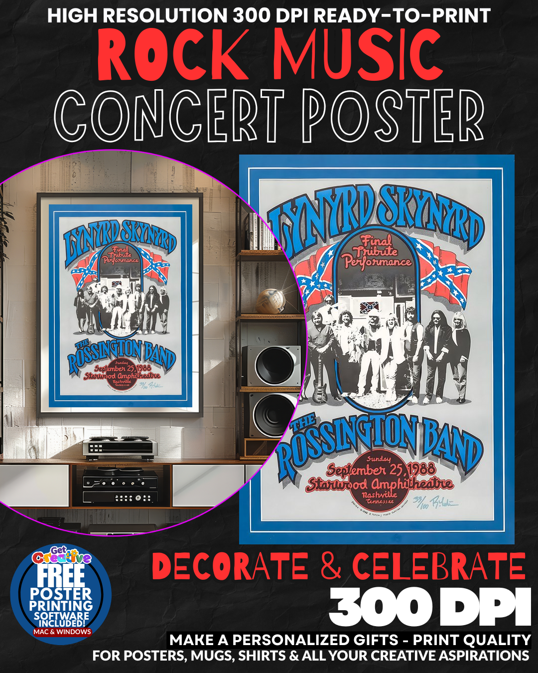 Lynyrd Skynyrd 2 Music Rock Concert Poster Wall Art