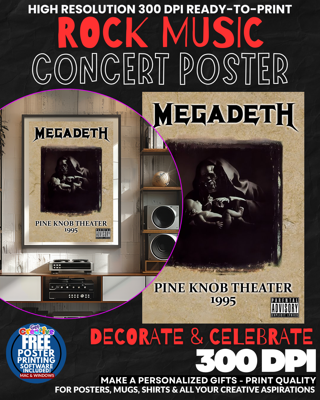 Megadeth 5 Music Rock Concert Poster Wall Art